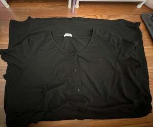 Yours Clothing Black Button Front Henley Top